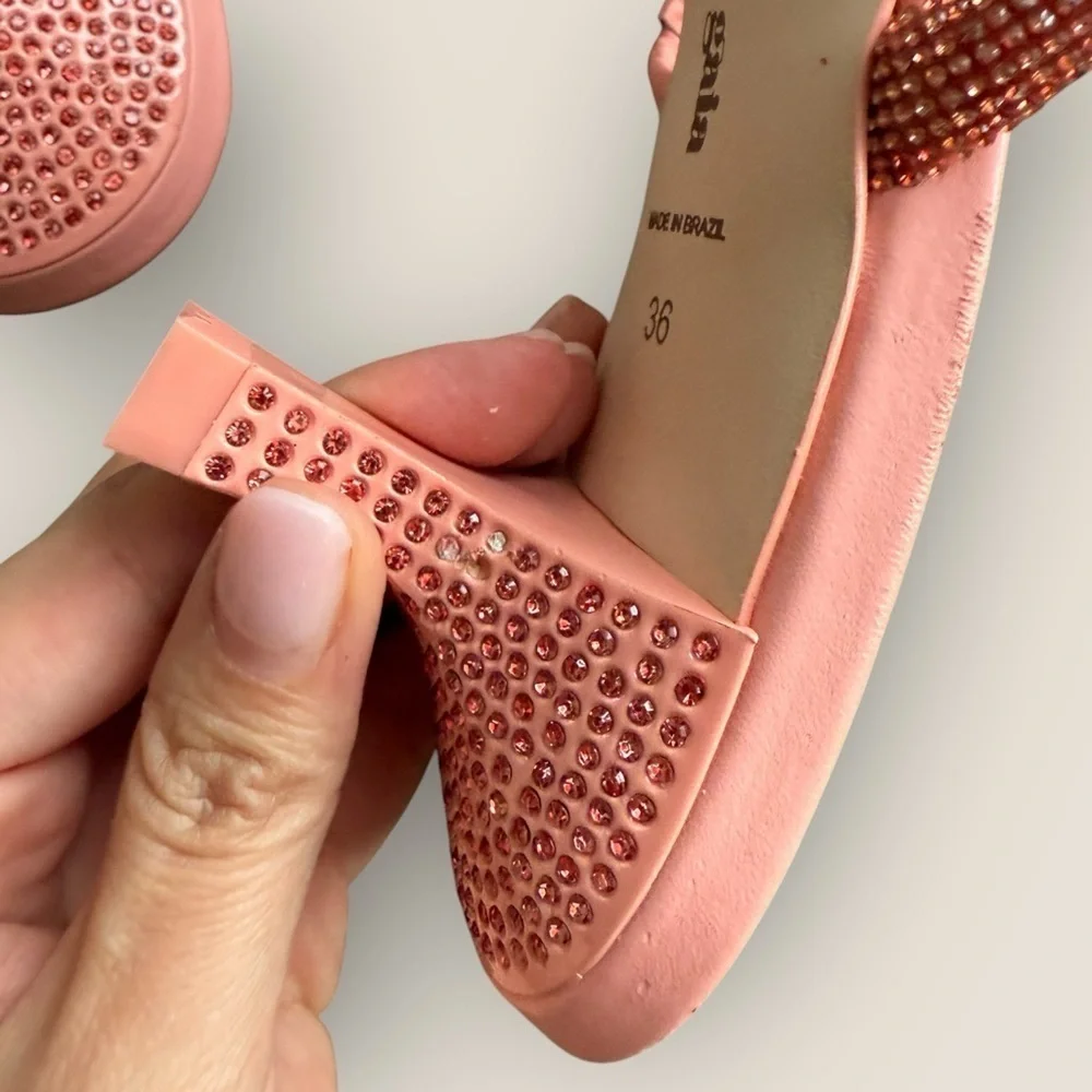 Cult Gaia | Rhinestone-Embellished 50mm Sandals | Size 36 | Pink